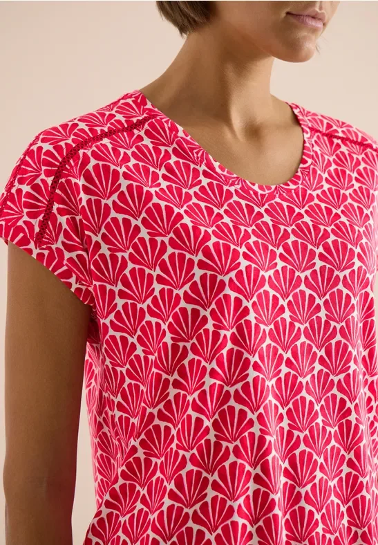 Cecil Damen Kurzarm Shirt mit Spitzendetail in Rot, Gr: S