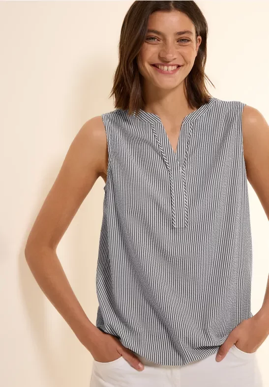 Cecil Damen Seersucker Blusentop in Grün, Gr: XS