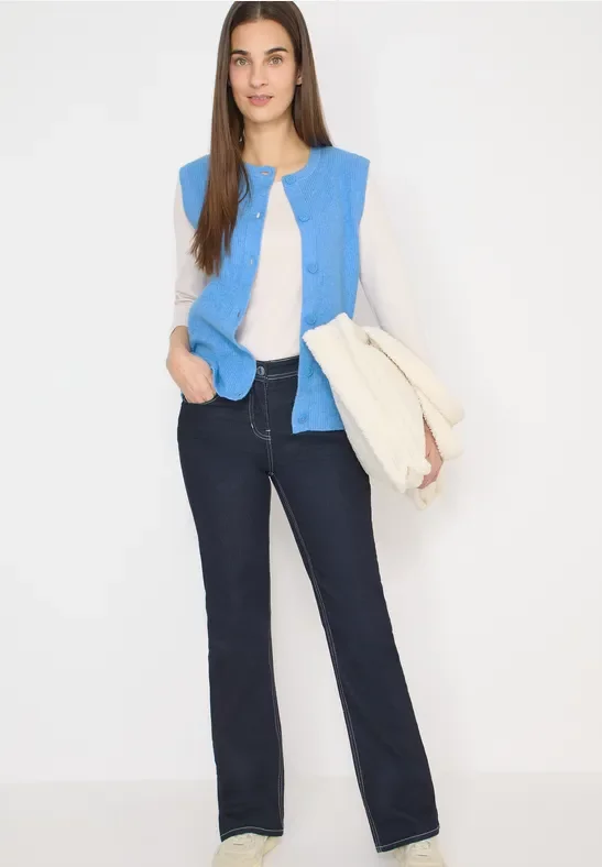 Cecil Damen Rippstruktur Weste in Blau, Gr: M