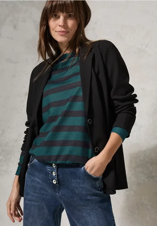 Cecil Damen Shirt im Melange-Look in Grün, Gr: XS