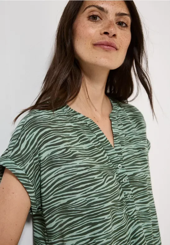Thumbnail - Cecil Damen Tunika mit Zebra Print in Grün, Gr: L