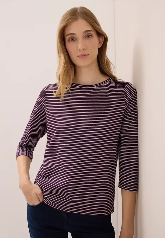 Thumbnail - Cecil Damen Gestreiftes Shirt in Rot, Gr: XS