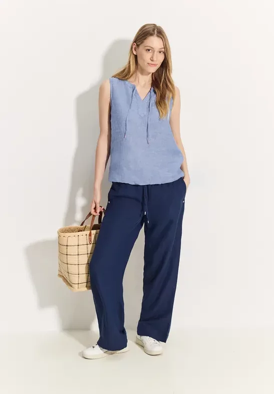Cecil Damen Leinen Blusentop in Blau, Gr: XL