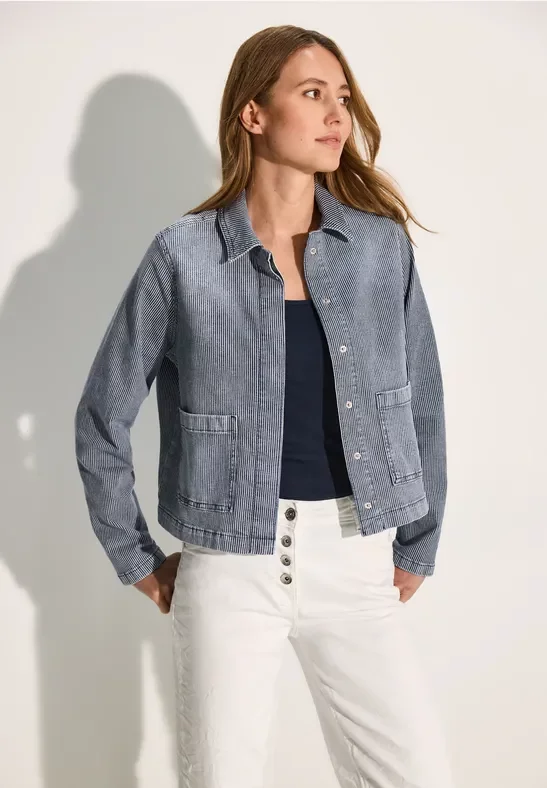 Cecil Damen Overshirt Jeansjacke in Blau, Gr: XXL