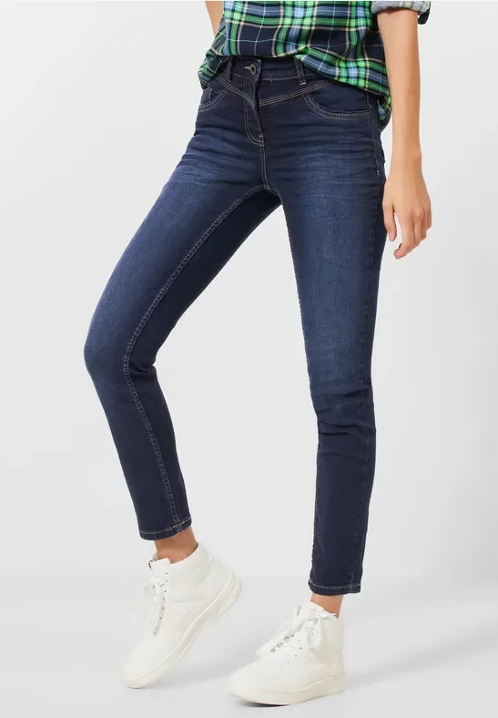 Cecil Damen Slim Fit Jeans in Blau, Gr: 29