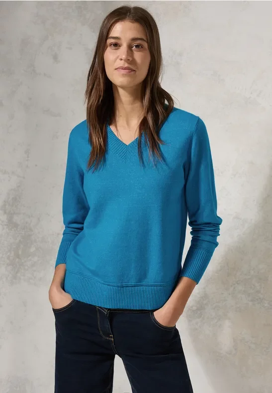 Thumbnail - Cecil Damen Kurzer Feinstrickpullover in Türkis, Gr: L
