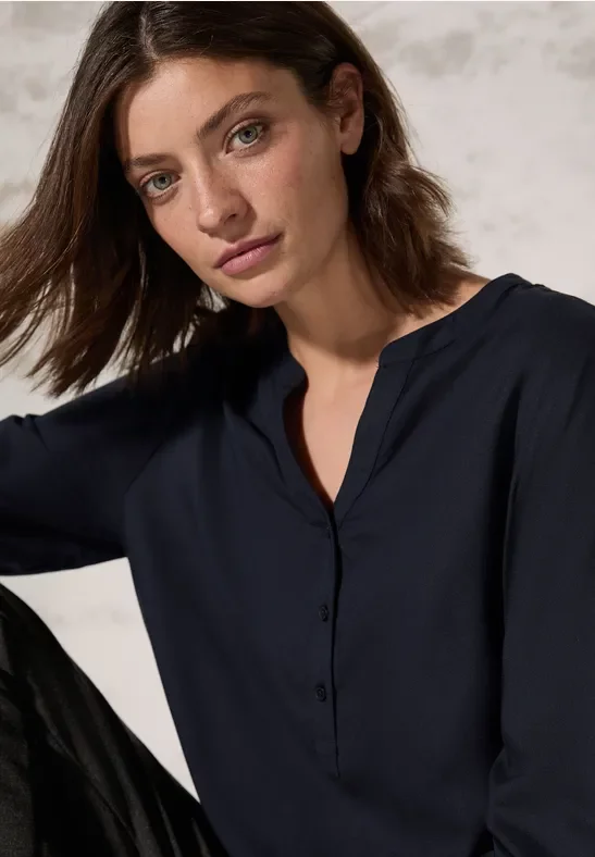 Thumbnail - Cecil Damen Bluse in Unifarbe in Blau, Gr: M