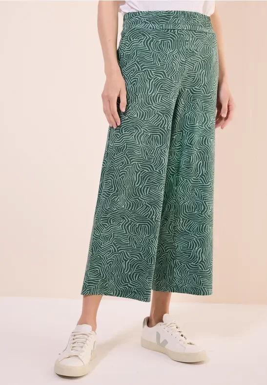 Thumbnail - Cecil Damen Gemusterte Wide Leg Hose in Grün, Gr: M