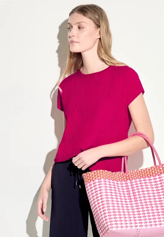 Cecil Damen Struktur Blusenshirt in Pink, Gr: XS