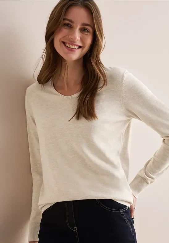 Thumbnail - Cecil Damen Feinstrickpullover in Beige, Gr: M
