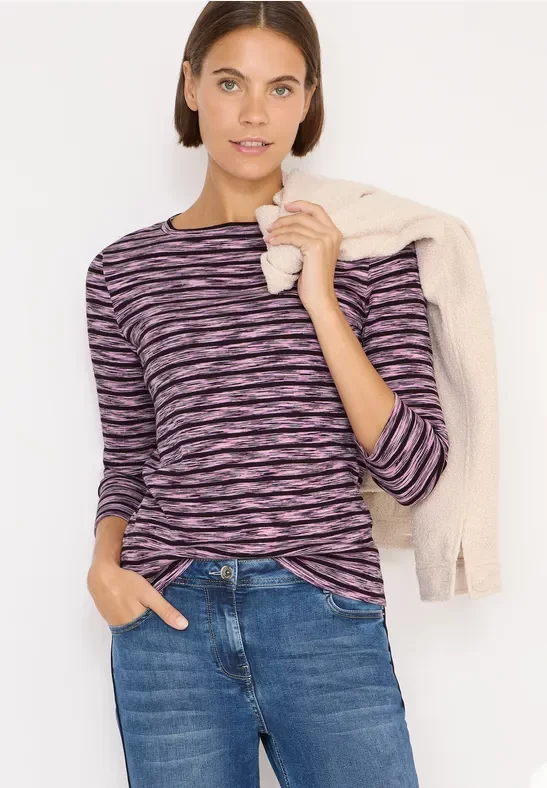 Cecil Damen Gestreiftes Ripp-Shirt in Rot, Gr: XL