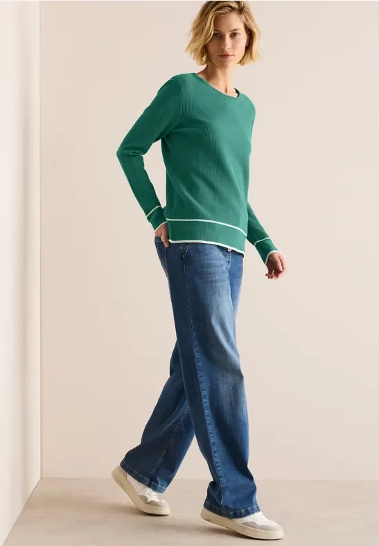 Thumbnail - Cecil Damen Strukturpullover in Grün, Gr: XS