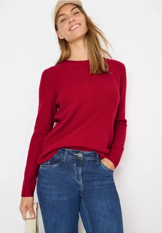 Thumbnail - Cecil Damen Pullover mit Strukturdetails in Rot, Gr: S