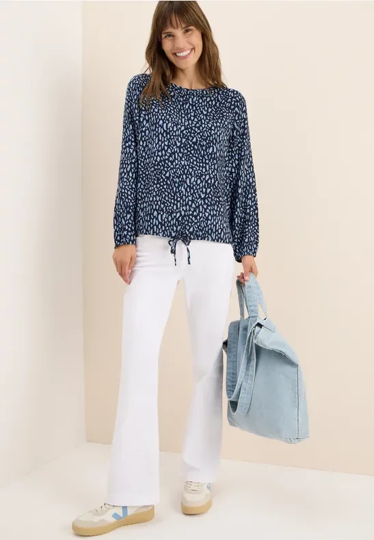 Thumbnail - Cecil Damen Print-Bluse mit Tunnelzug in Blau, Gr: XXL