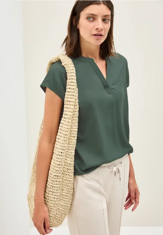 Thumbnail - Cecil Damen Blusenshirt in Unifarbe in Grün, Gr: M