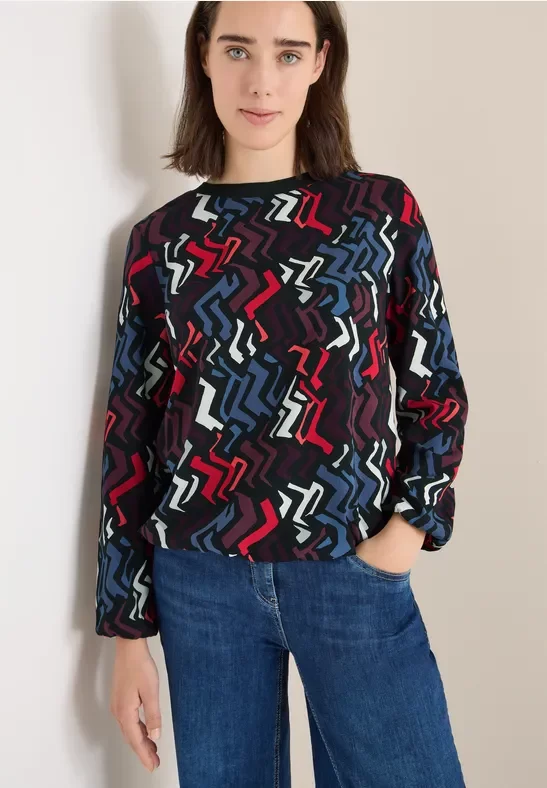 Thumbnail - Cecil Damen Print-Bluse in Schwarz, Gr: XS