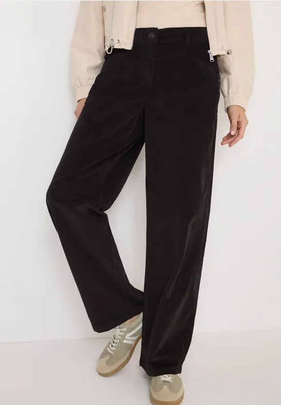 Thumbnail - Cecil Damen Wide Leg Cordhose in Grau, Gr: 31
