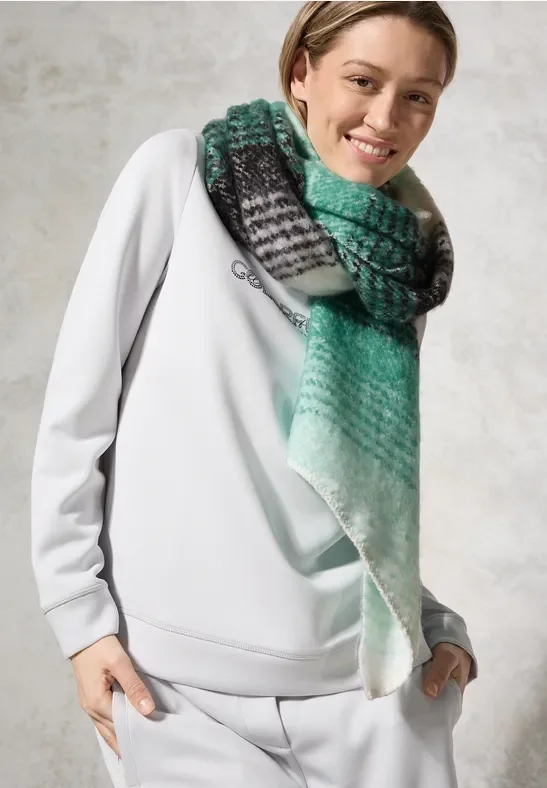 Cecil Damen Gestreifter Schal in Grün, Gr: One size