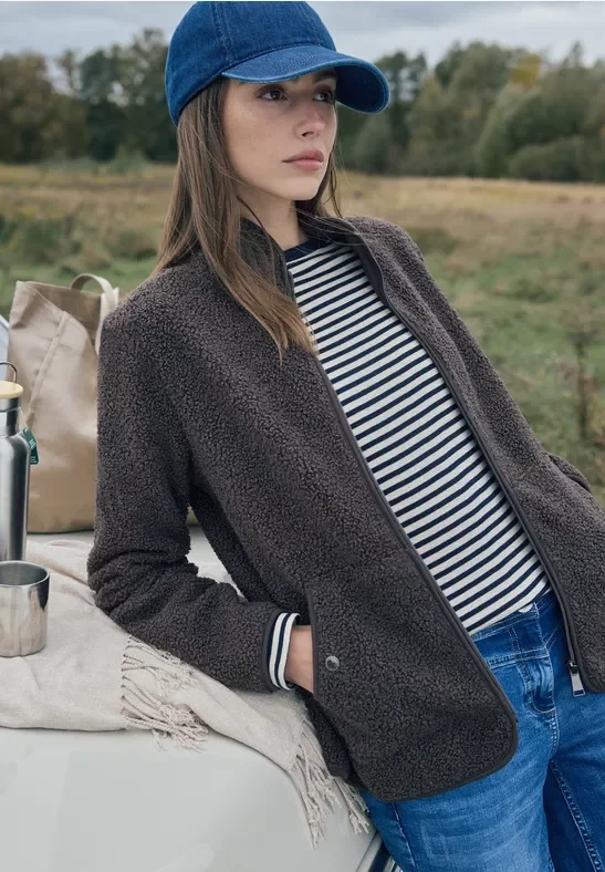 Cecil Damen Softe Jacke mit Zipper in Braun, Gr: M