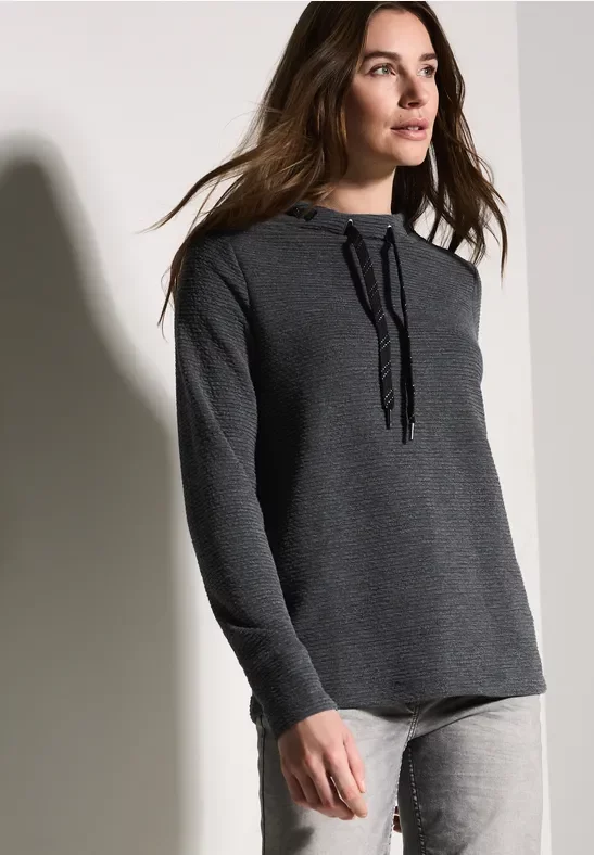 Cecil Damen Sweater mit Stehkragen in Grau, Gr: XS