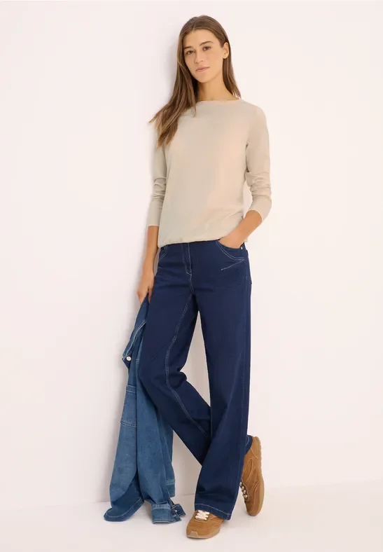 Cecil Damen Shirt in Unifarbe in Beige, Gr: L