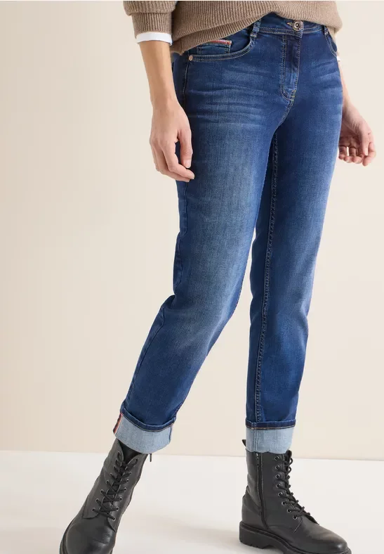 Cecil Damen Straight Leg Jeans in Blau, Gr: 25