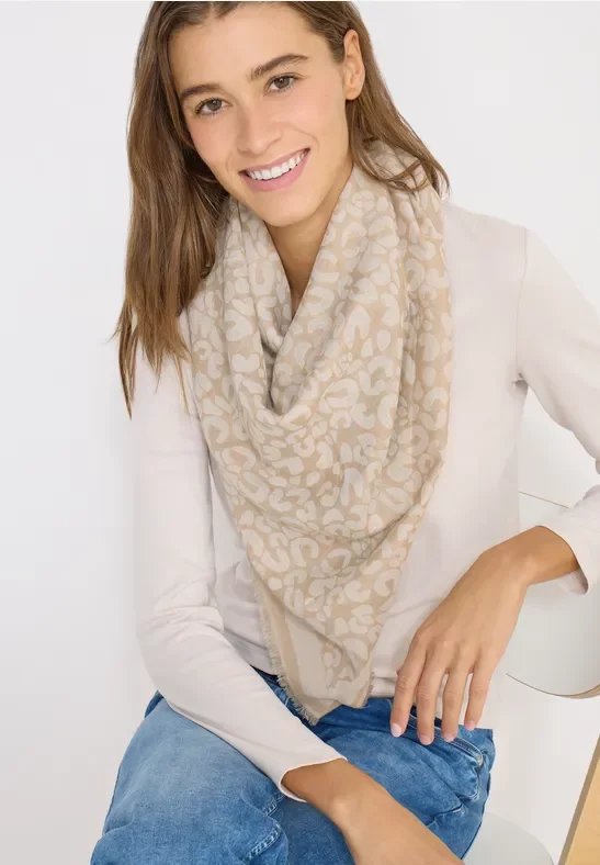 Cecil Damen Patchwork Tuch in Braun, Gr: One size