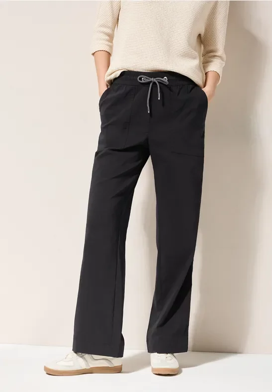 Cecil Damen Wide Leg Hose in Schwarz, Gr: L