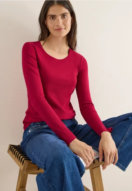 Cecil Damen Basic Langarmshirt in Rot, Gr: XXL