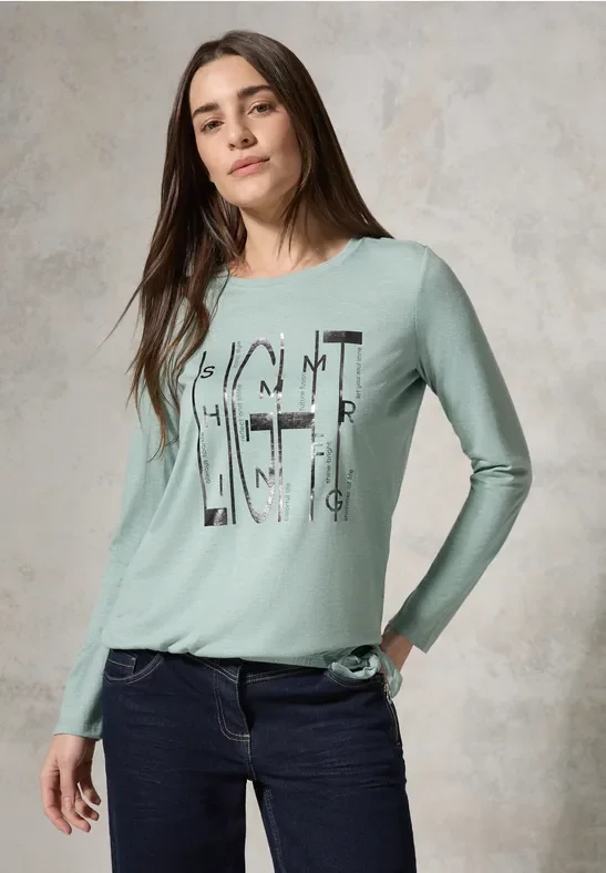 Cecil Damen Shirt mit Artwork in Grün, Gr: XXL