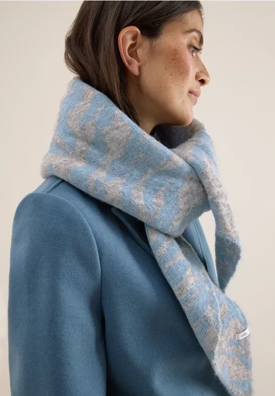 Thumbnail - Cecil Damen Dreieckstuch mit Zebramuster in Blau, Gr: One size