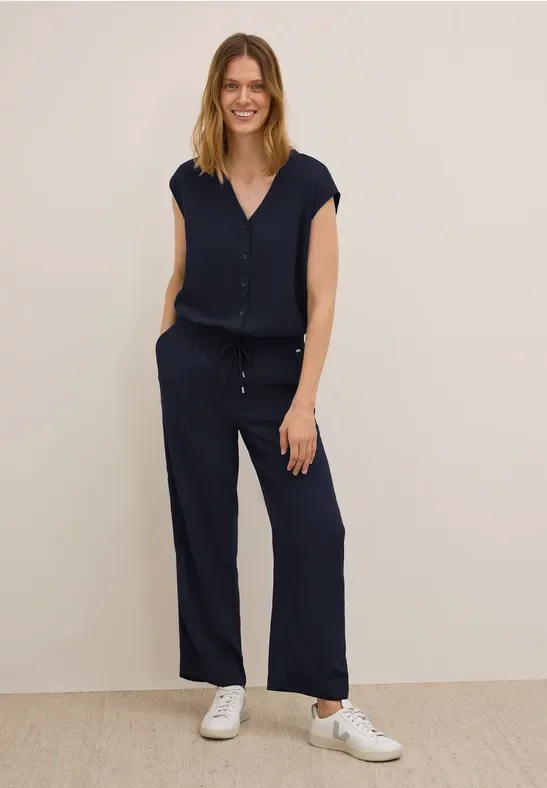 Thumbnail - Cecil Damen Jumpsuit in Unifarbe in Blau, Gr: XXL