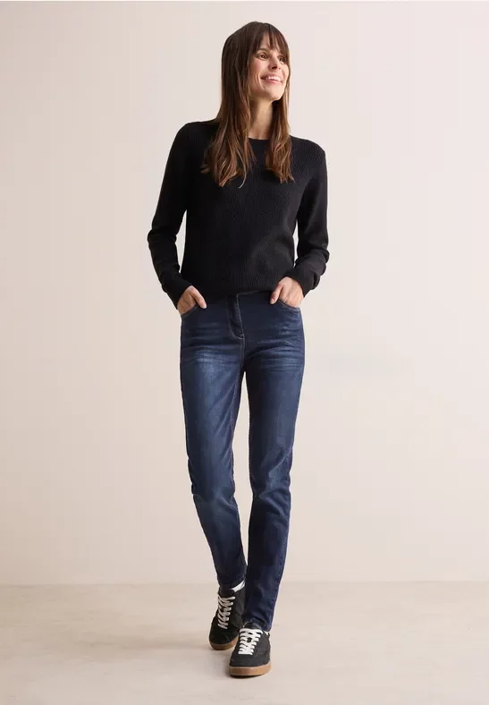 Cecil Damen Jeans im Slim Fit in Blau, Gr: 28