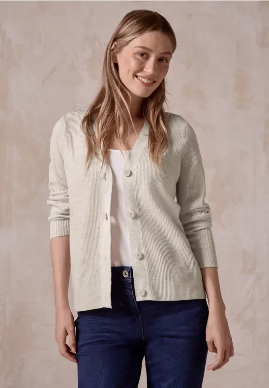 Cecil Damen Cardigan mit Strickmuster in Beige, Gr: XXL