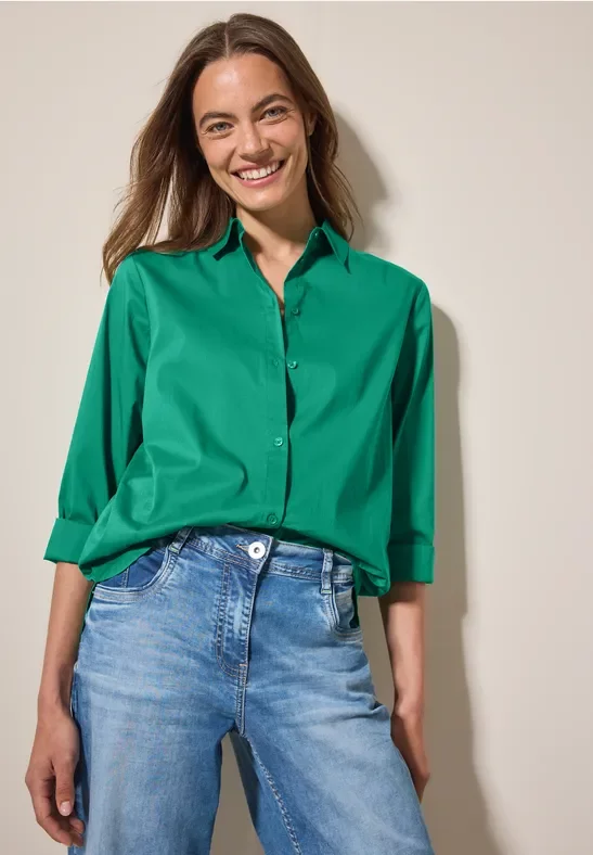 Thumbnail - Cecil Damen Basic Hemdbluse in Grün, Gr: L