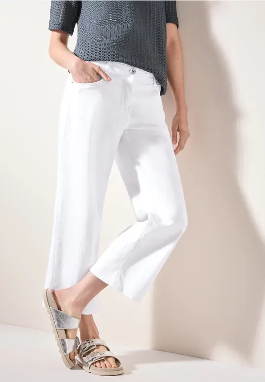 Cecil Damen Wide Leg Jeans in Weiß, Gr: 36