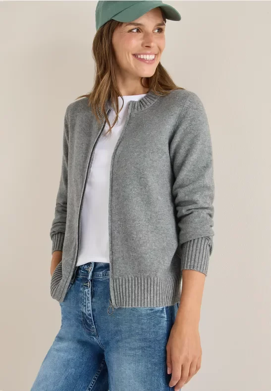 Cecil Damen Cardigan mit Zipper in Grau, Gr: XL