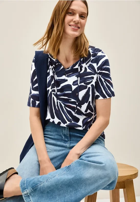 Thumbnail - Cecil Damen Shirt im Tunika-Look in Blau, Gr: XL