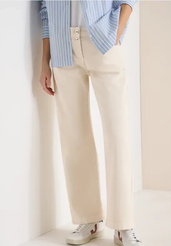 Cecil Damen Wide Leg Jeans in Beige, Gr: 28