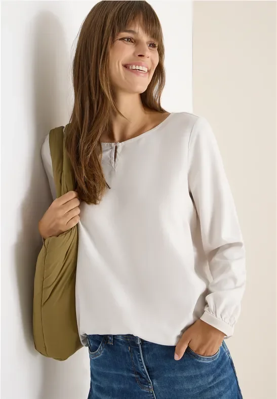 Thumbnail - Cecil Damen Bluse in Unifarbe in Grau, Gr: XS