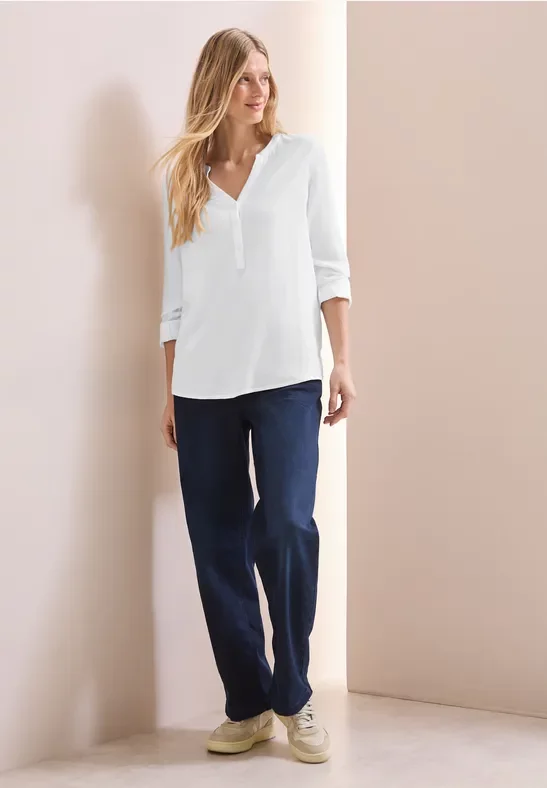 Thumbnail - Cecil Damen Bluse in Unifarbe in Weiß, Gr: XL