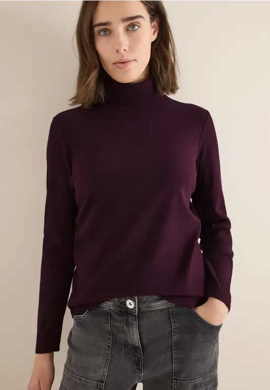 Thumbnail - Cecil Damen Langarmshirt in Rippstruktur in Rot, Gr: XS