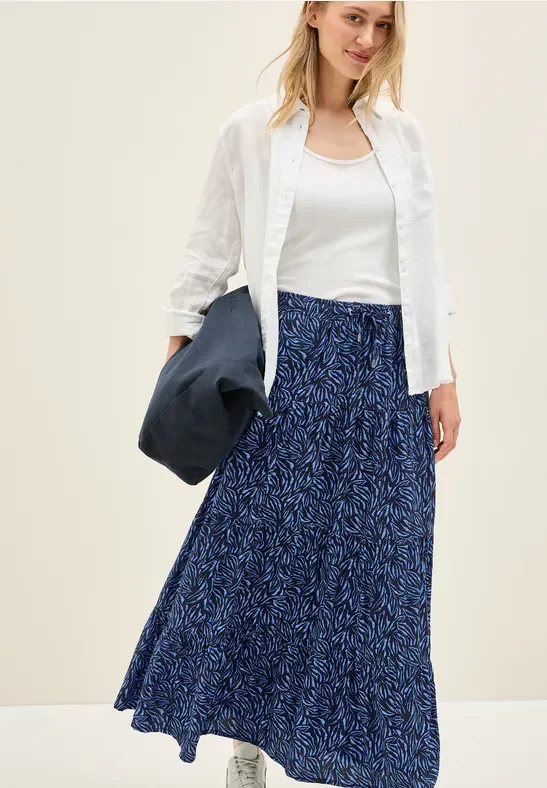 Thumbnail - Cecil Damen Gemusterter Volant-Rock in Blau, Gr: S