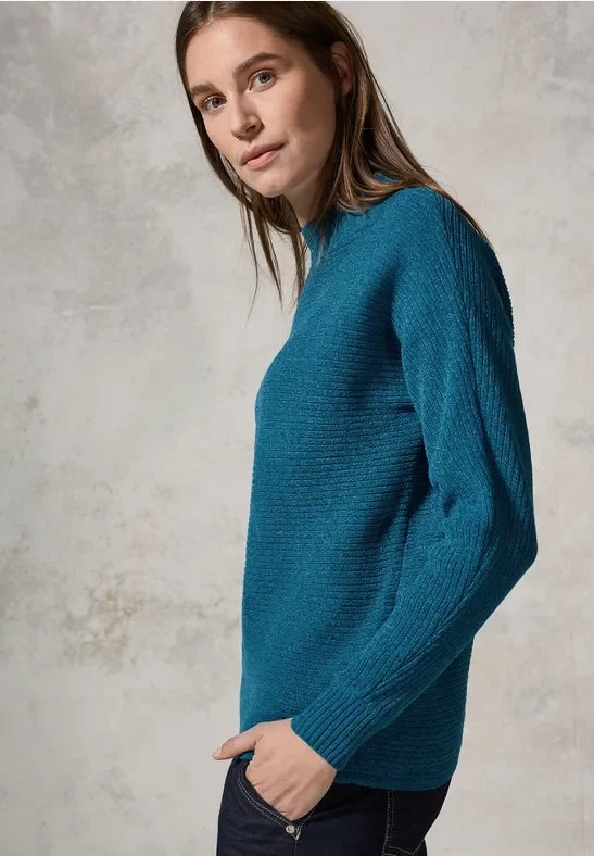 Thumbnail - Cecil Damen Chenille Dolman Pullover in Blau, Gr: XL