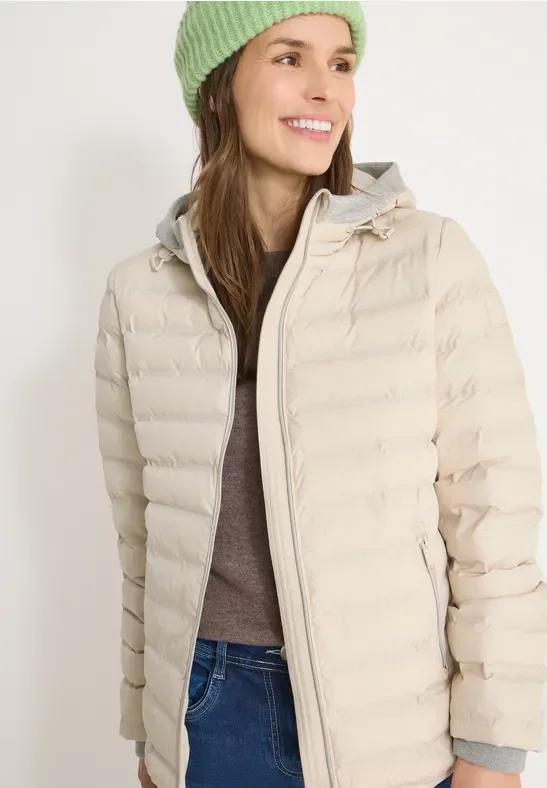 Cecil Damen Jacke in Welded-Optik in Beige, Gr: XXL