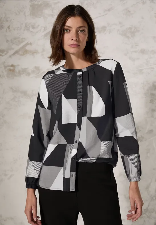 Thumbnail - Cecil Damen Bluse mit grafischem Muster in Schwarz, Gr: M