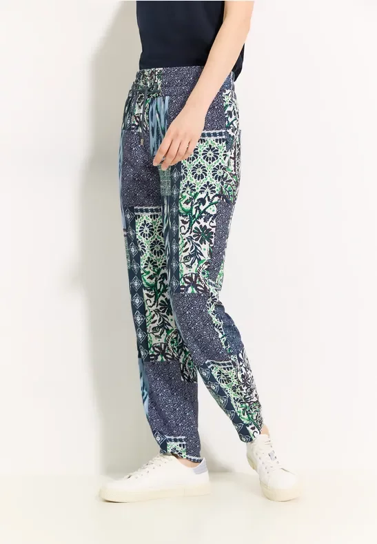 Thumbnail - Cecil Damen Patchwork Print Hose in Blau, Gr: XL