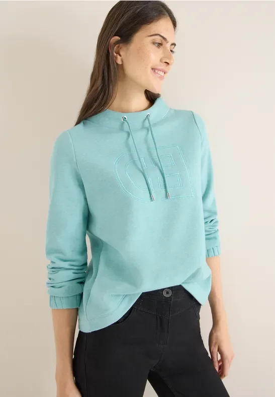 Cecil Damen Funnelneck Sweatshirt in Blau, Gr: M