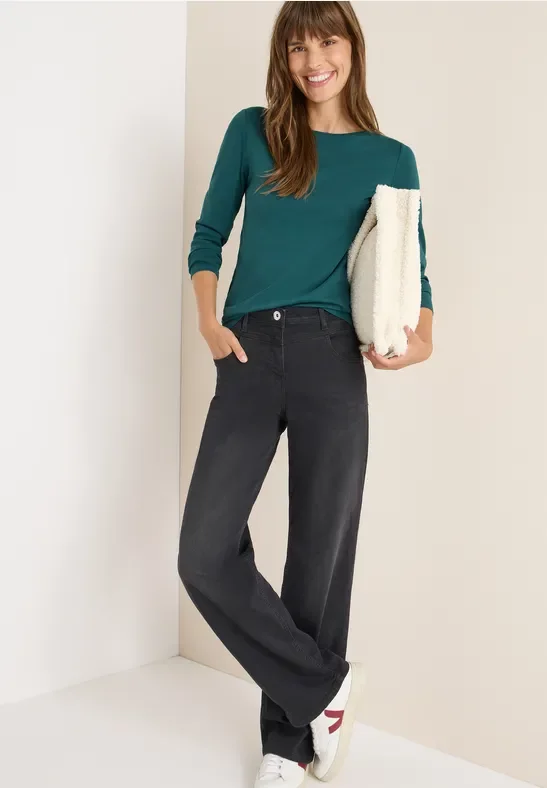 Thumbnail - Cecil Damen Shirt mit U-Boot-Ausschnitt in Grün, Gr: XL