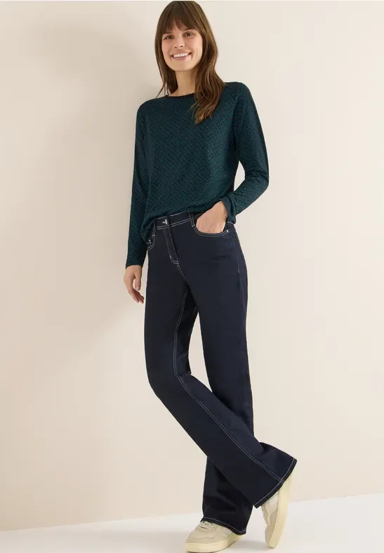 Cecil Damen Gemustertes Shirt in Grün, Gr: S